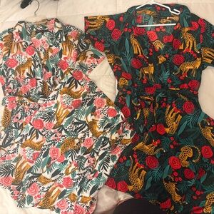 AMERICA AND BEYOND 
WHITE AND BLACK JAGUAR PARADISE ANIMAL PRINT JUMPSUIT